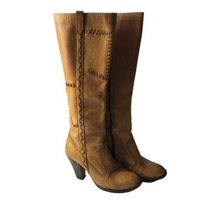 Vintage Wild Pair 80s 90s Y2K Patchwork Banana‎ Stitched Stacked Heel Boots Boho
